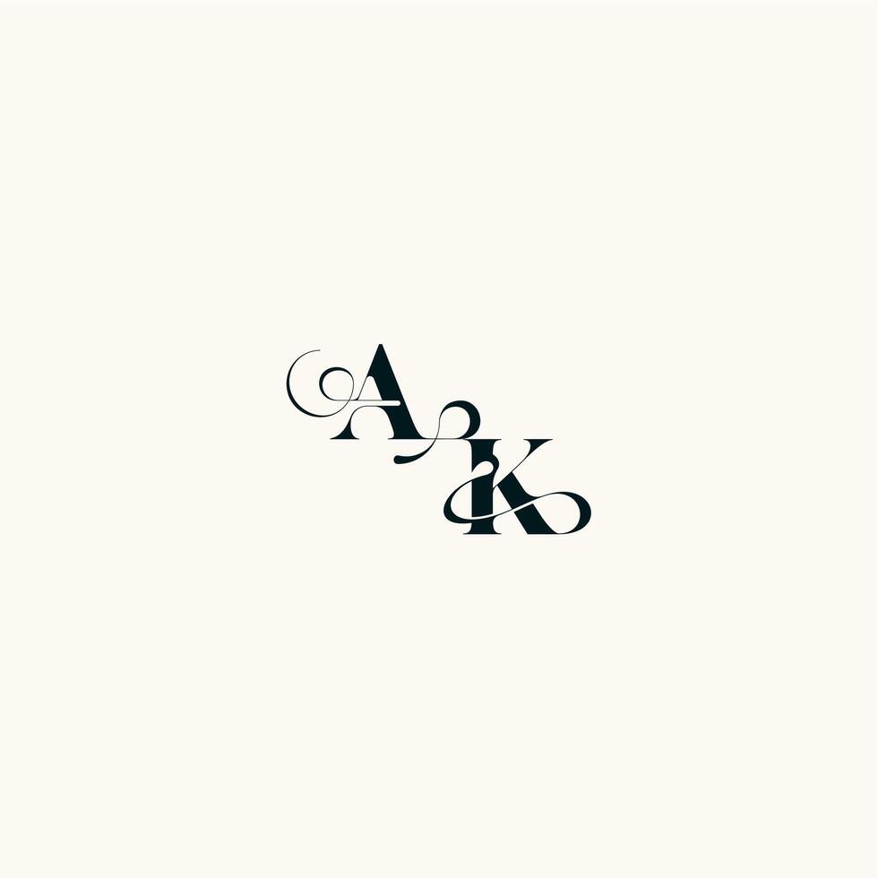 fancy curve logo bold and hairline initial letter wedding monogram elegant KA vector