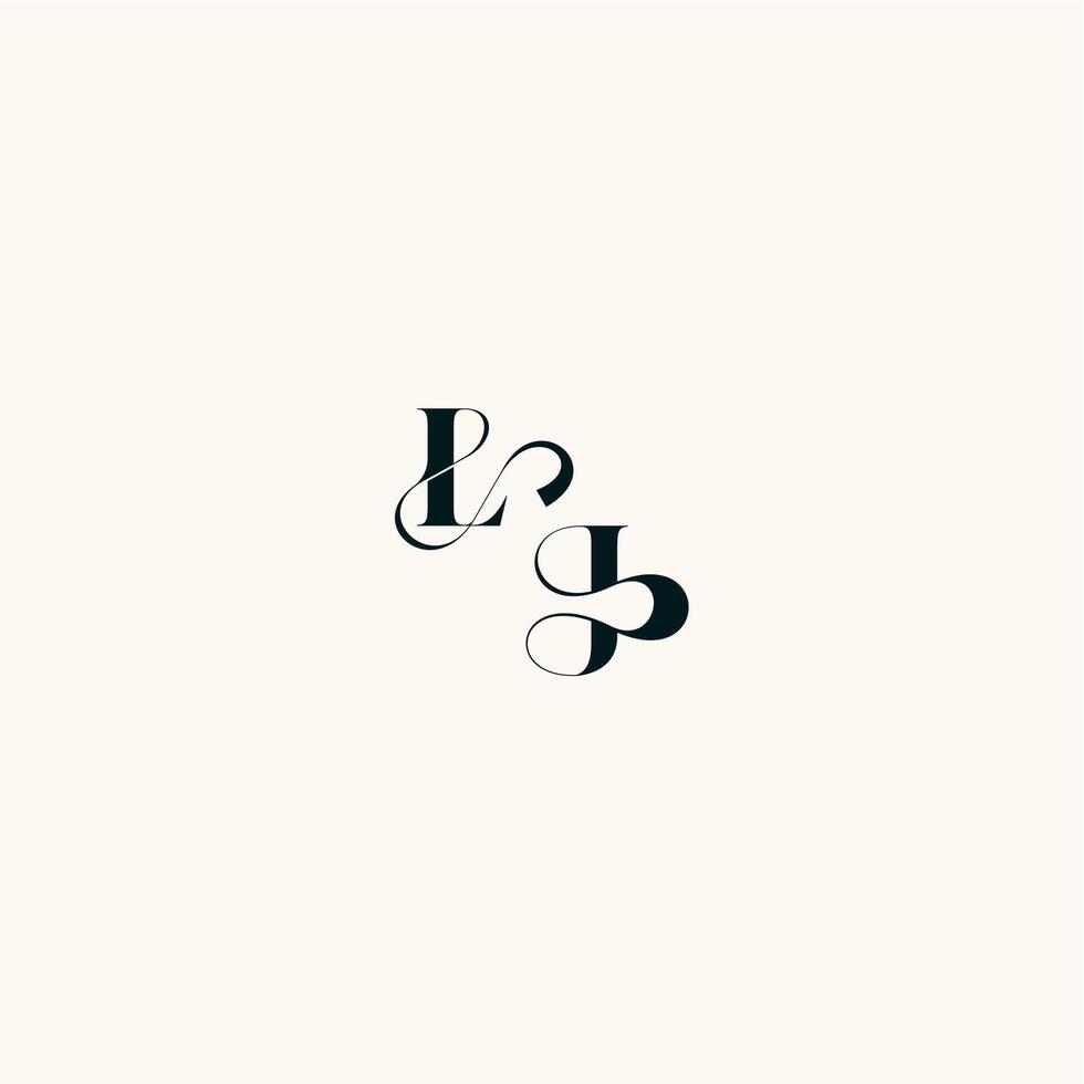 fancy curve logo bold and hairline initial letter wedding monogram elegant JL vector