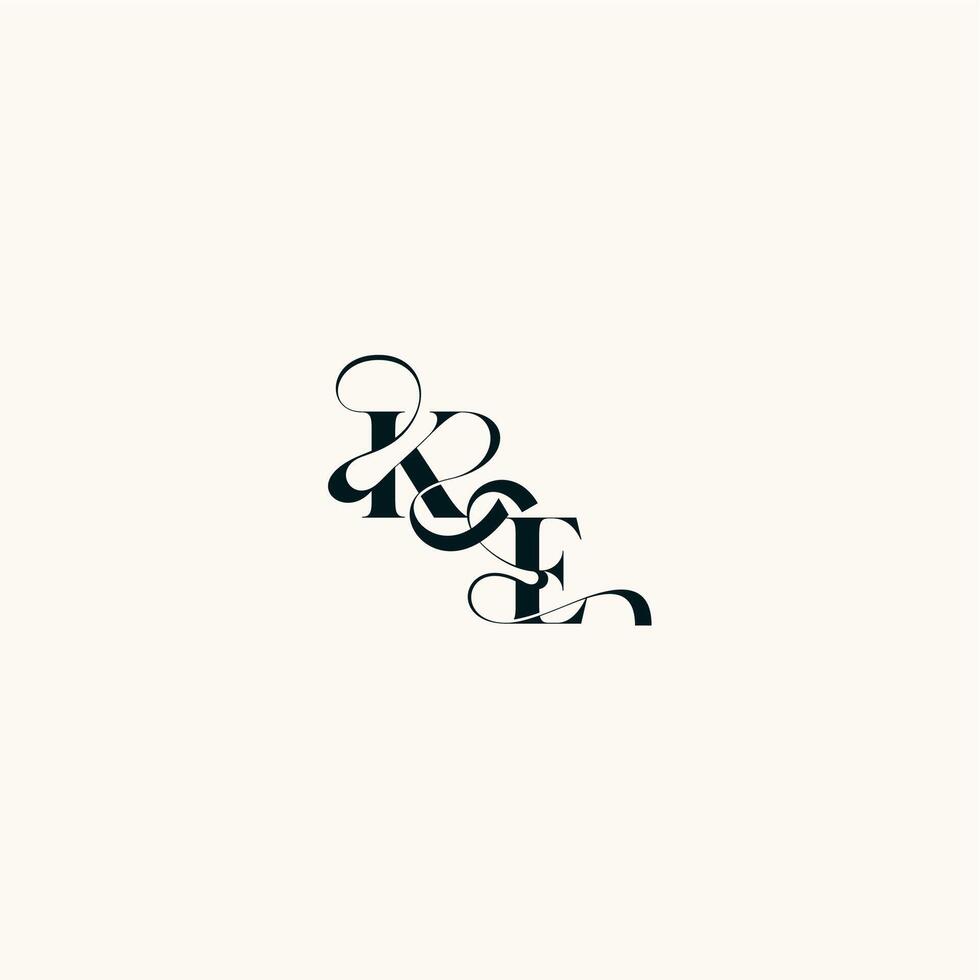 fancy curve logo EK wedding monogram elegant bold and hairline initial letter vector
