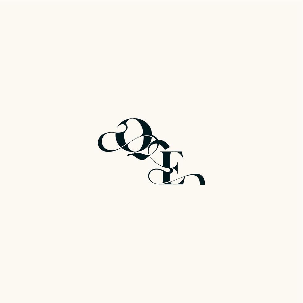 fancy curve logo EQ wedding monogram elegant bold and hairline initial letter vector