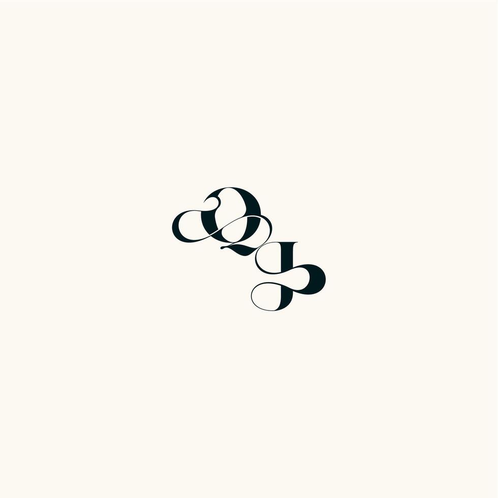 fancy curve logo bold and hairline initial letter wedding monogram elegant JQ vector