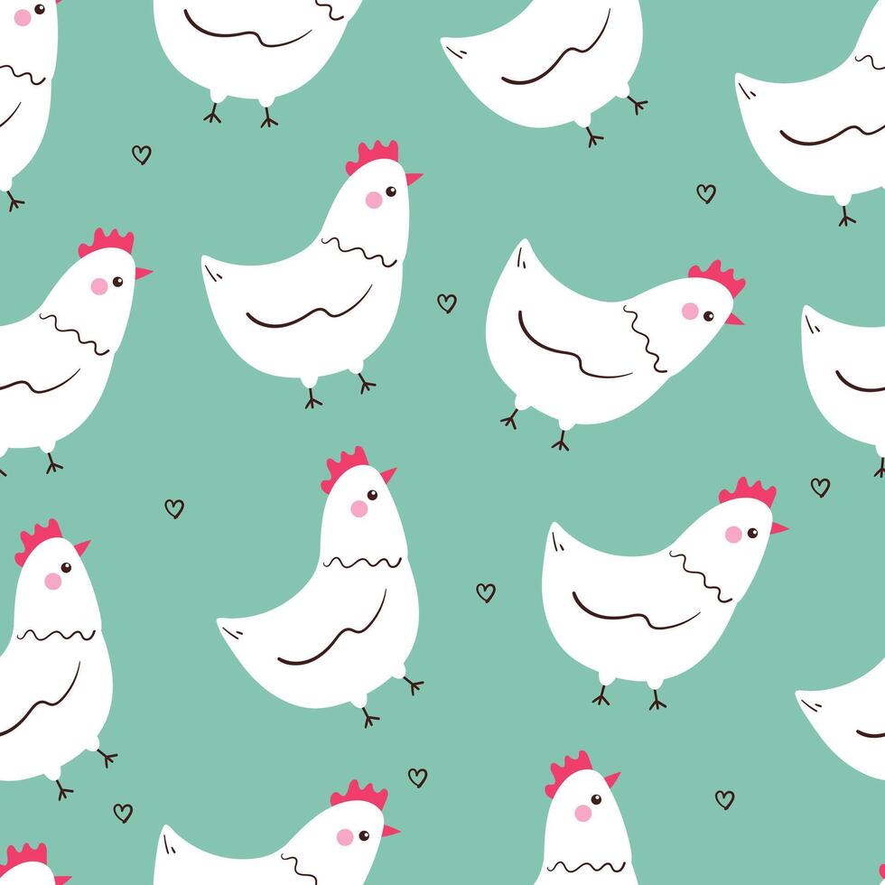 seamless pattern cute cartoon hen. cute animal pattern, chicken pattern, for wallpaper vector