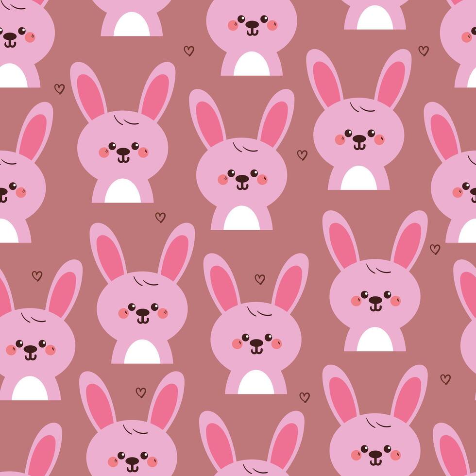 seamless pattern cute cartoon pink bunny. animal drawing for wallpaper, pattern, background vector