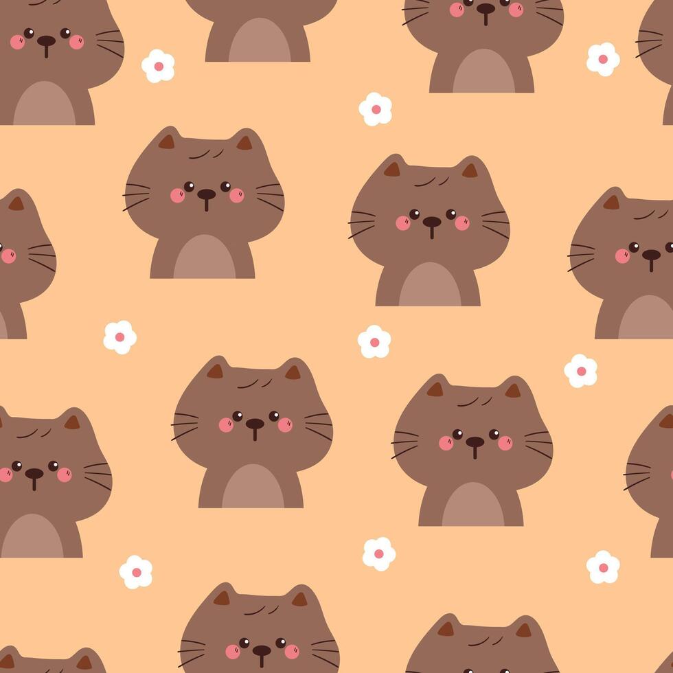 seamless pattern cute cartoon cat. cute kitty pattern for wallpaper, background and gift wrap paper vector