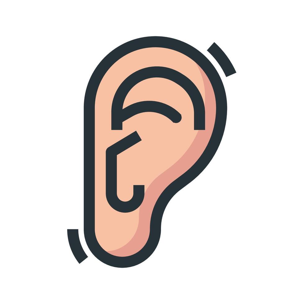 an ear icon with a black outline vector