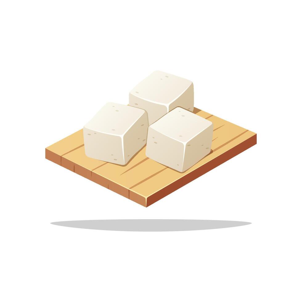 White tofu pieces isolated on white background. vector