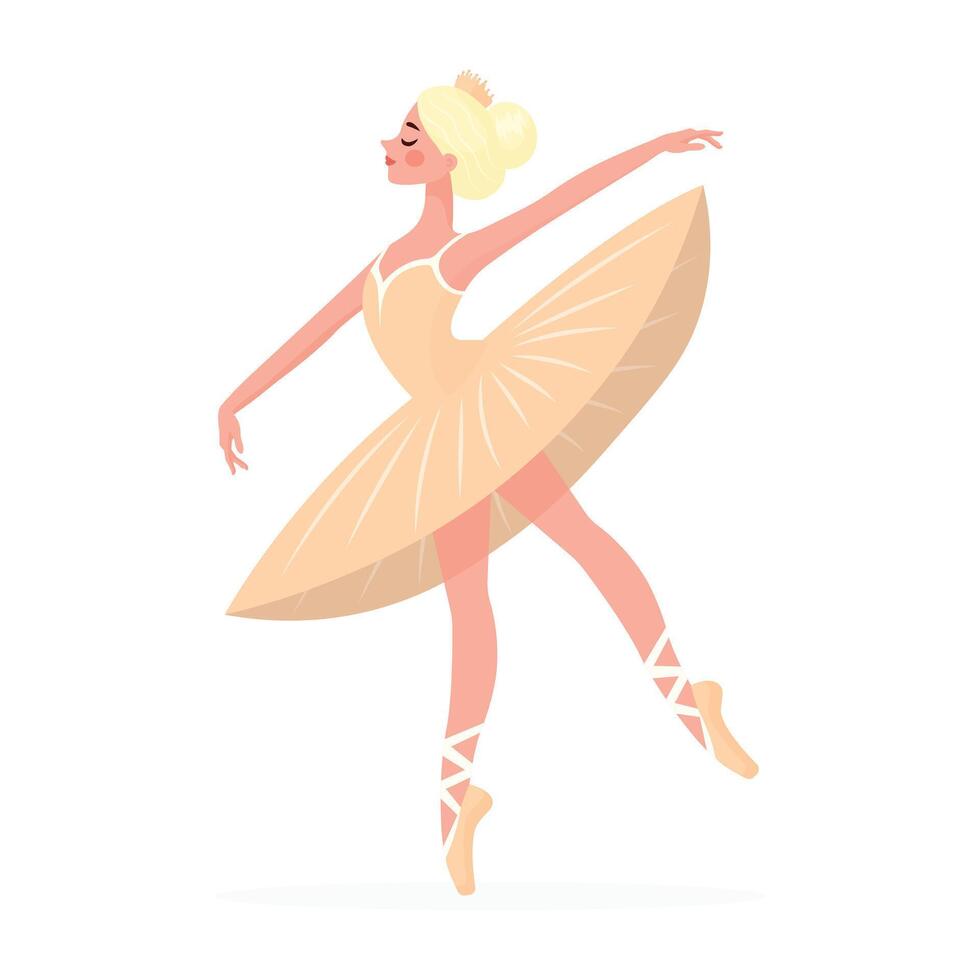 beautiful ballerina isolated on white background flat illustration vector