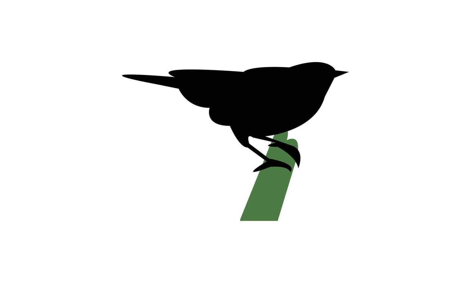 African desert warbler bird black Silhouette Design And Illustration. vector
