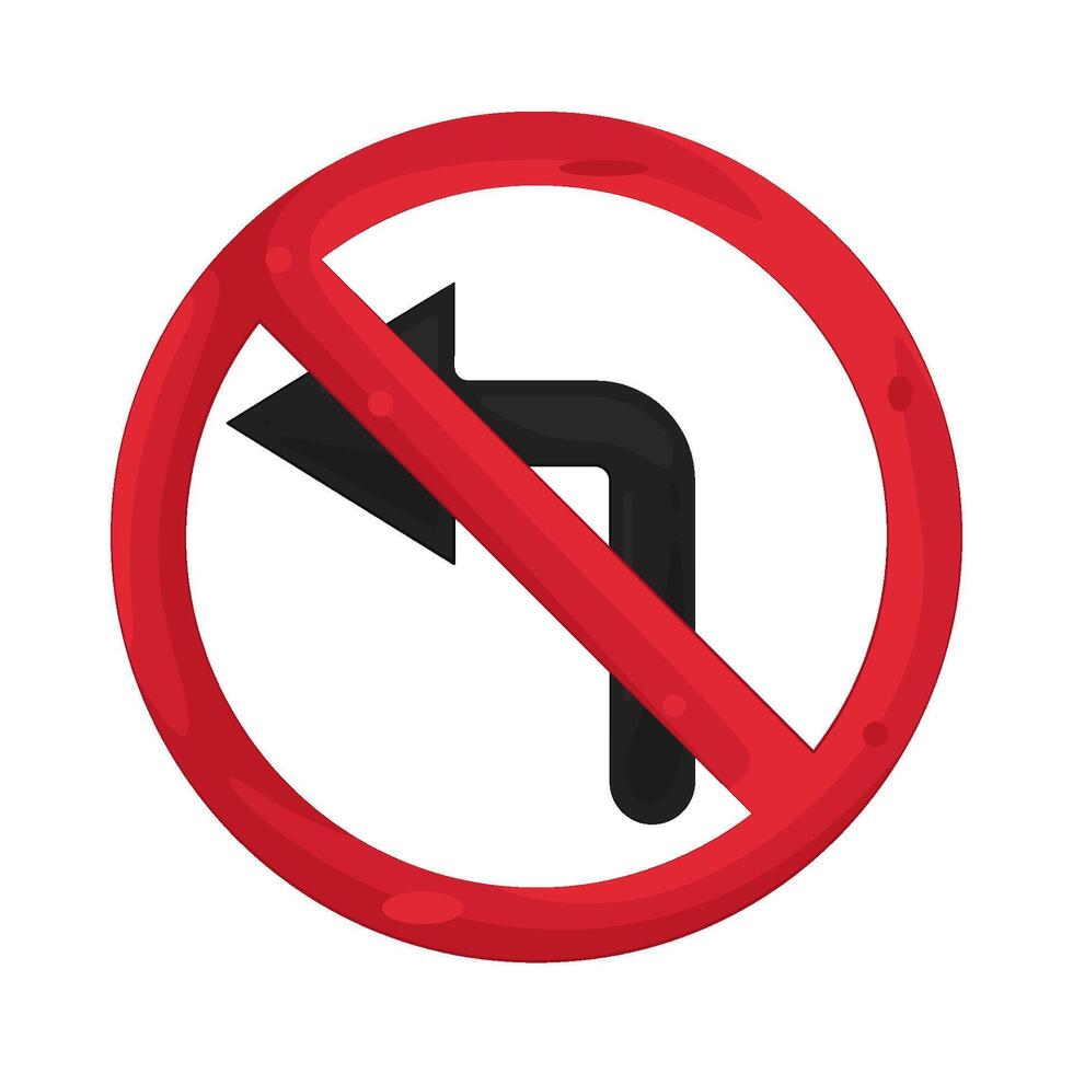 no left turn sign vector