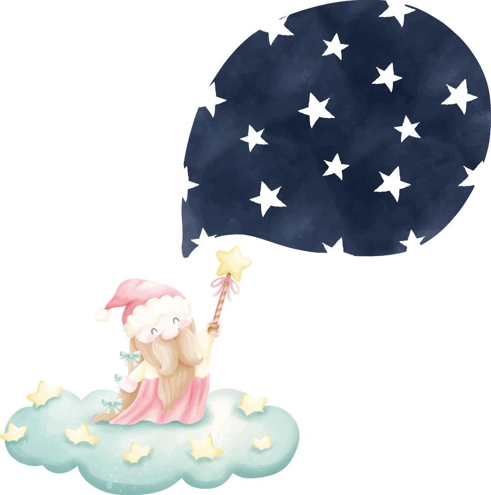 cute gnome frame, star text box vector
