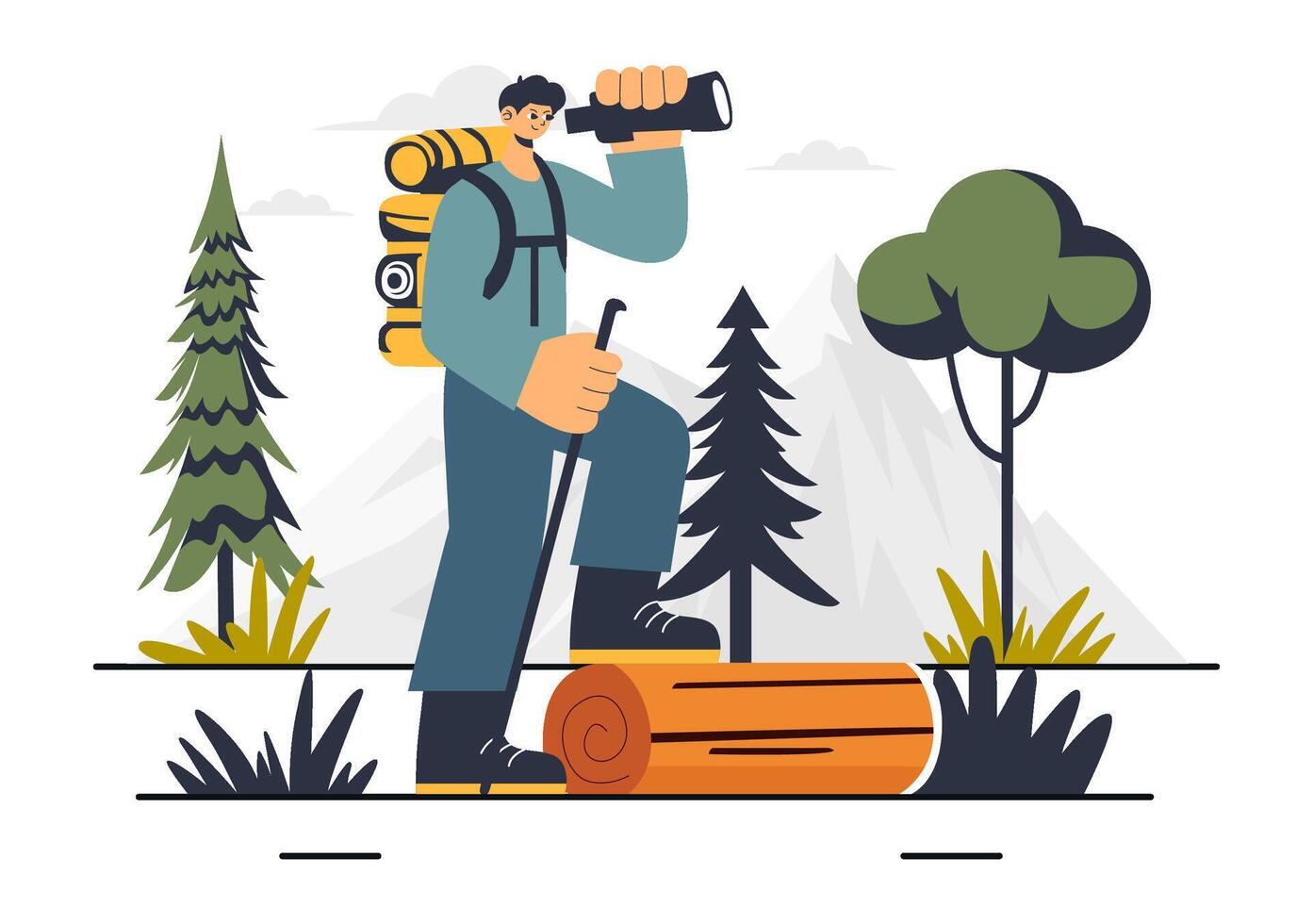 Wilderness Camping and Survival Skills Illustration with Outdoor Shelter and Exploration vector