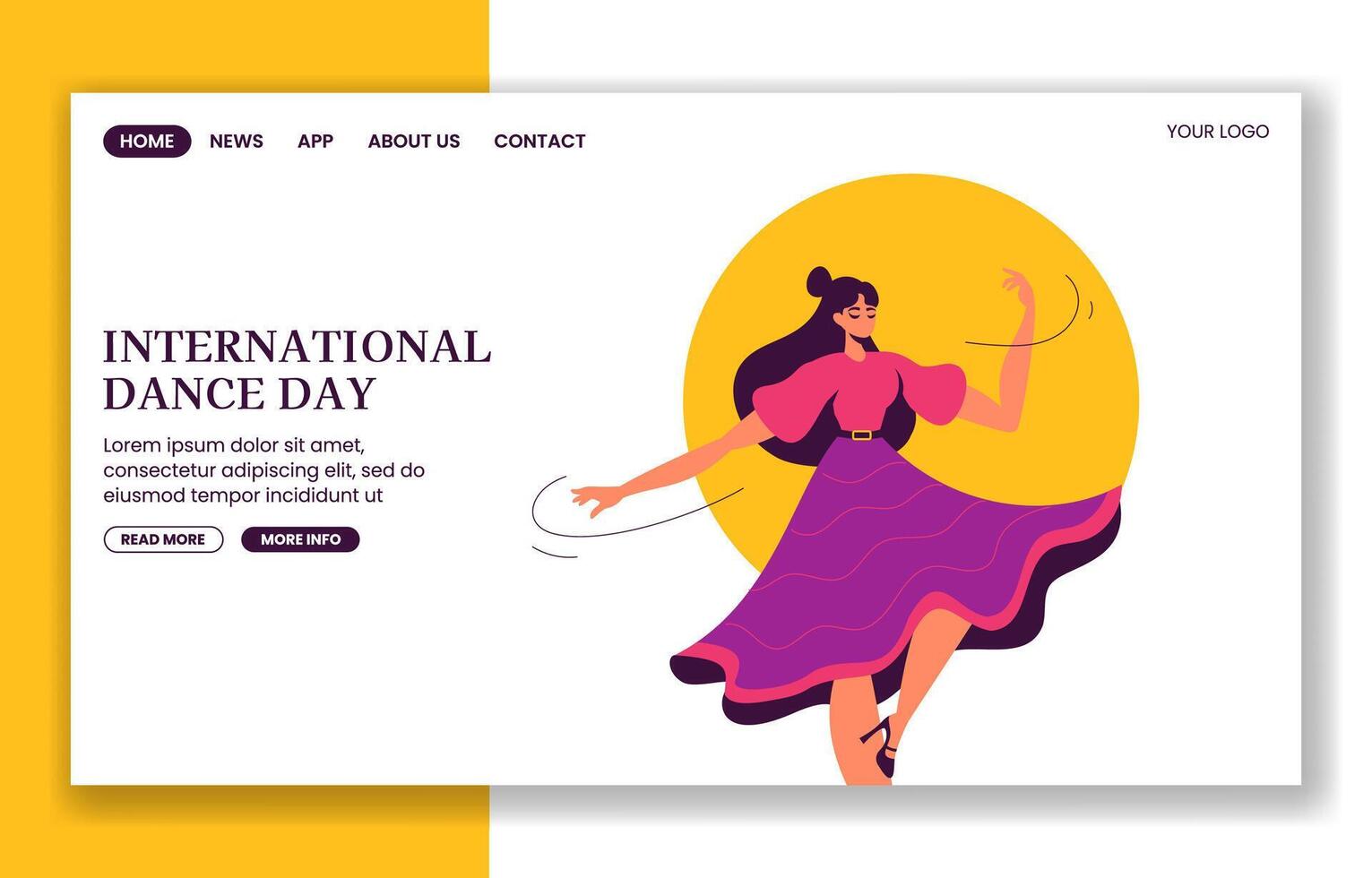 Happy International Dance Day Social Media Landing Page Graphic Hand Drawn Style vector