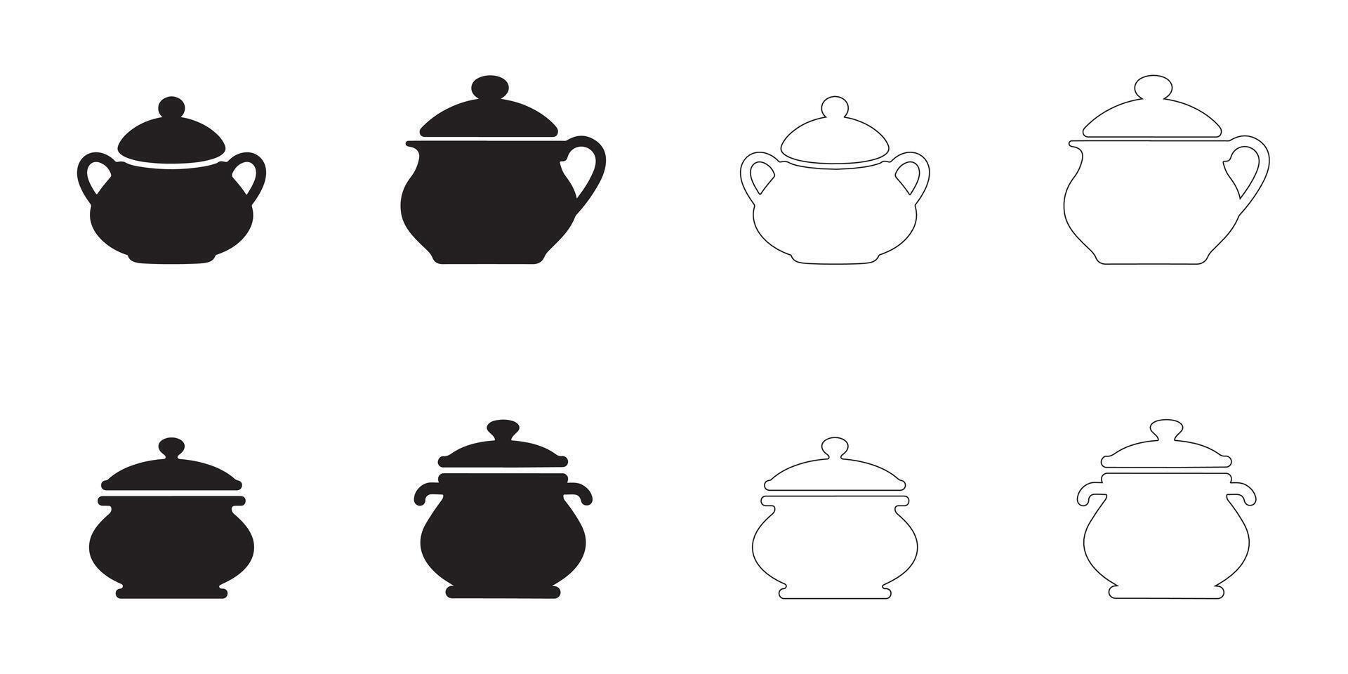 Sugar Container Icons Simple Clean and Smooth Solid and Outline Styles vector