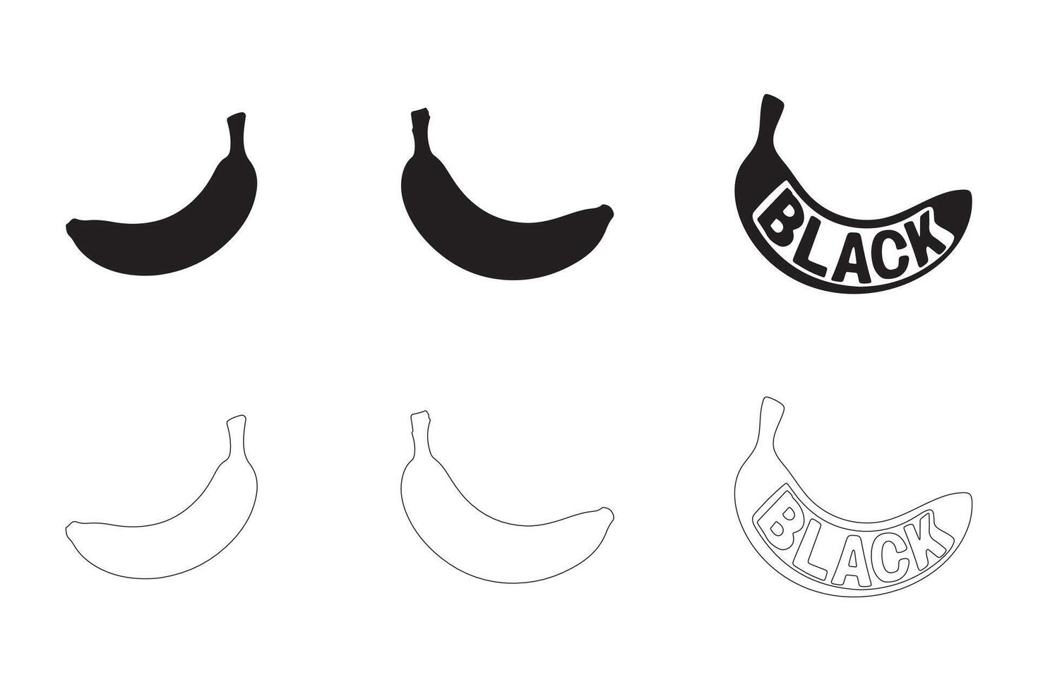 Banana Icons Simple Clean and Smooth Solid and Outline Styles vector
