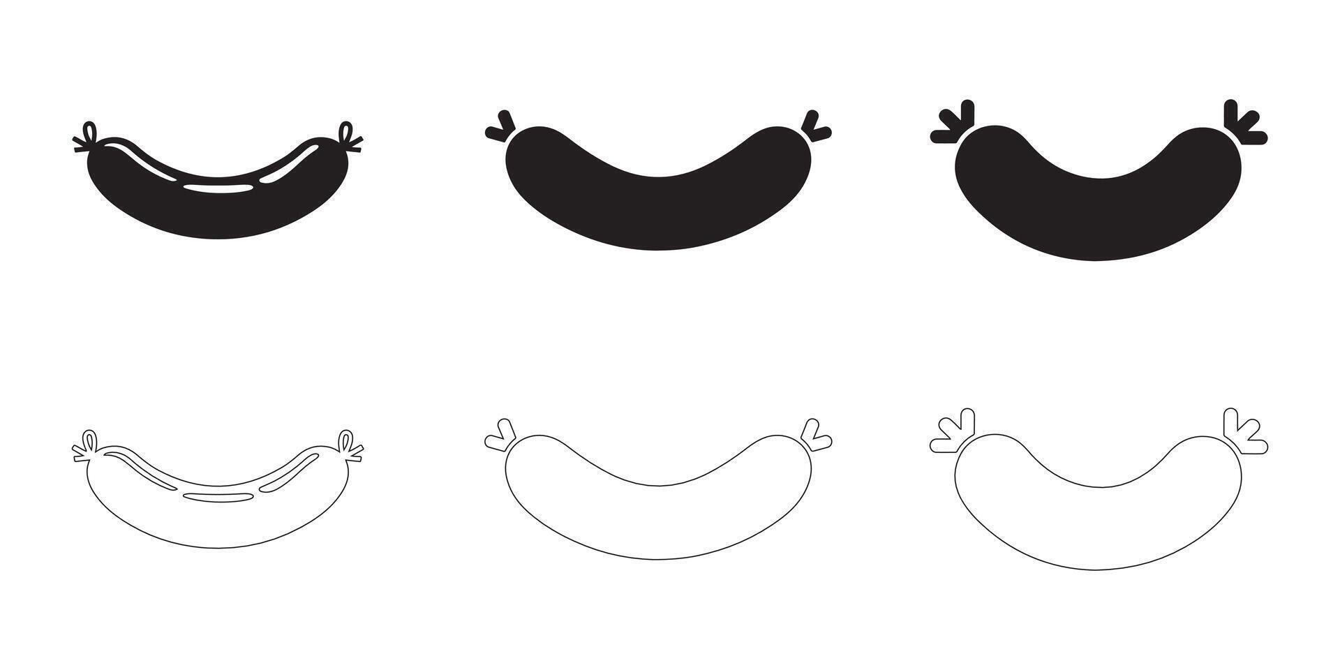 Hot Dog Icons Simple Clean and Smooth Solid and Outline Styles vector