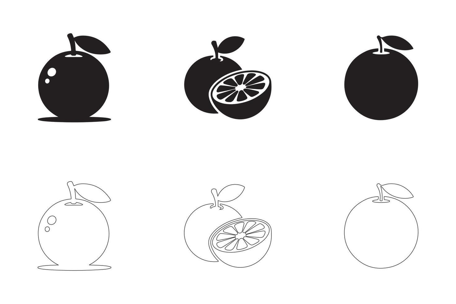 Orange Icons Simple Clean and Smooth Solid and Outline Styles vector