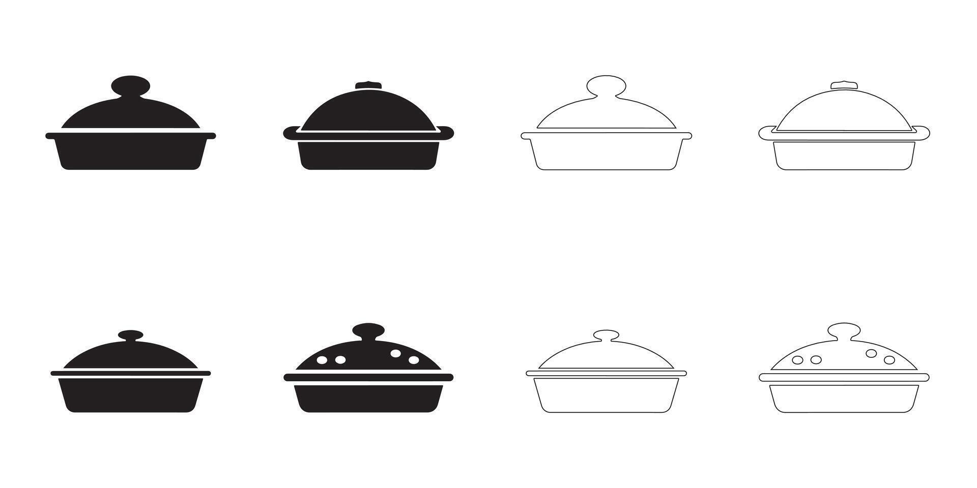 Butter Dish Icons Simple Clean and Smooth Solid and Outline Styles vector