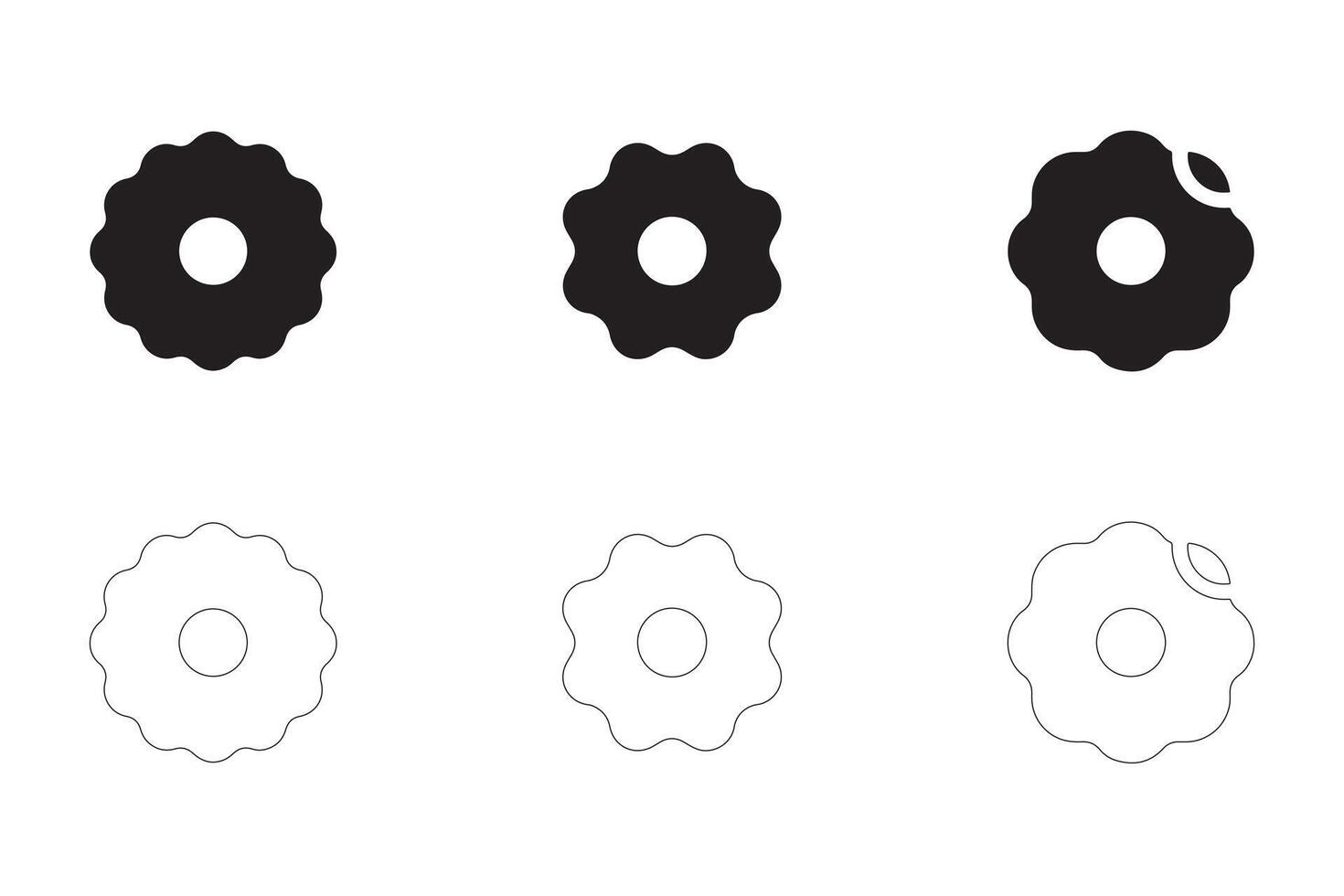 Donuts Icons Simple Clean and Smooth Solid and Outline Styles vector