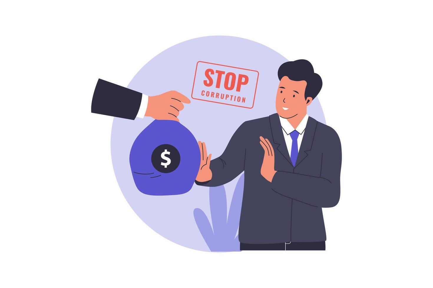 Illustration of stop corruption concept vector