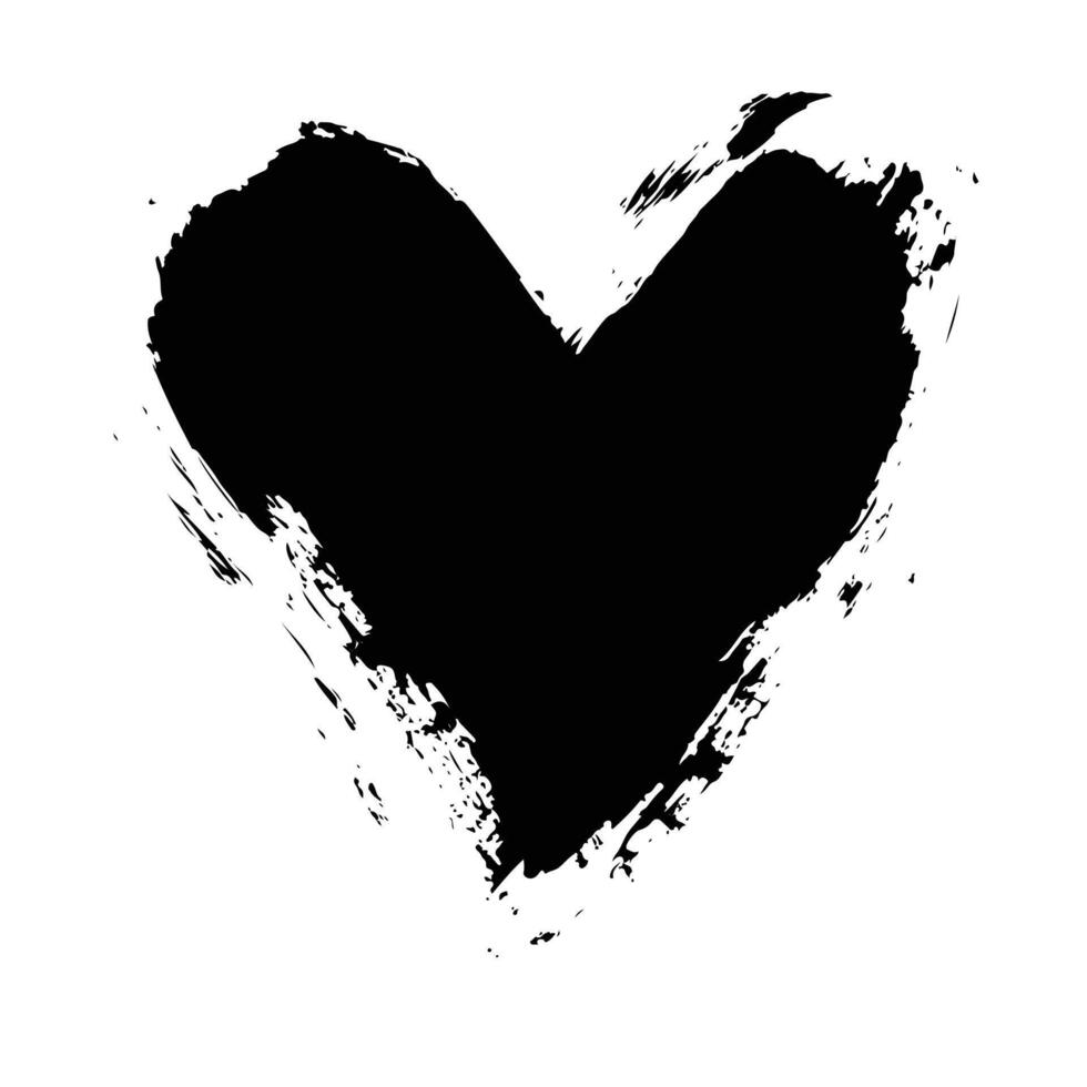 black and white heart painted on a white background vector