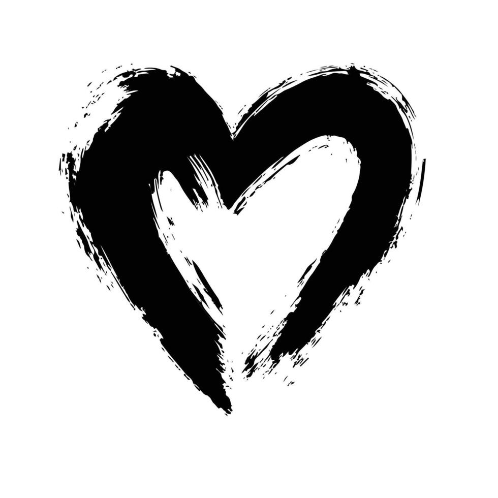 stroke black and white drawing of a heart vector