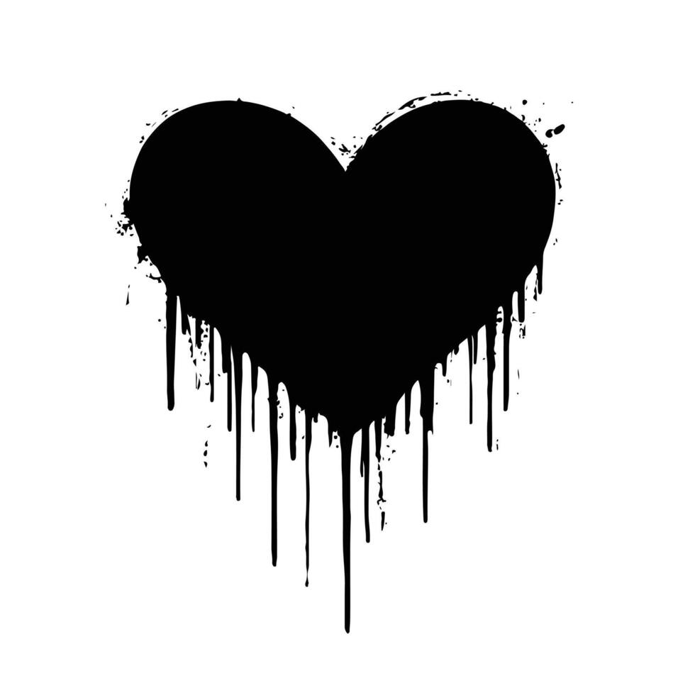 Black Heart with Slowly Dripping Paint on a White Background vector
