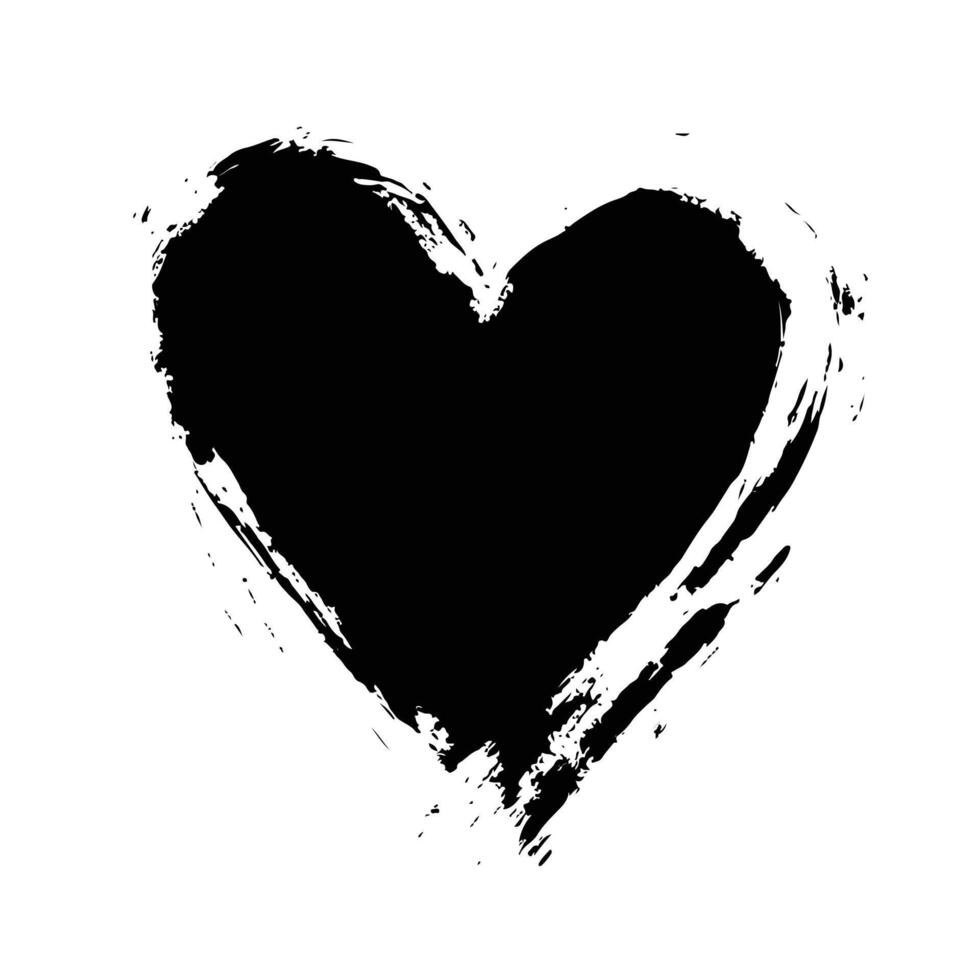 a black and white heart painted in a white background vector