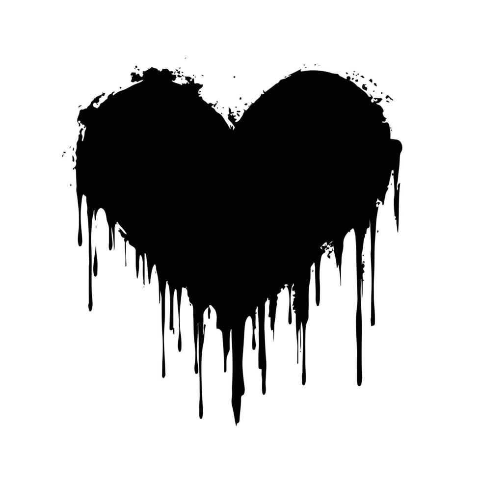 Black Heart with Flowing Ink Trails on a White Surface vector