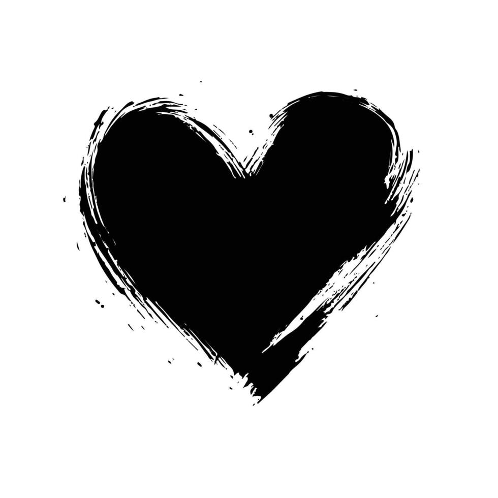 black heart painted of a white background vector