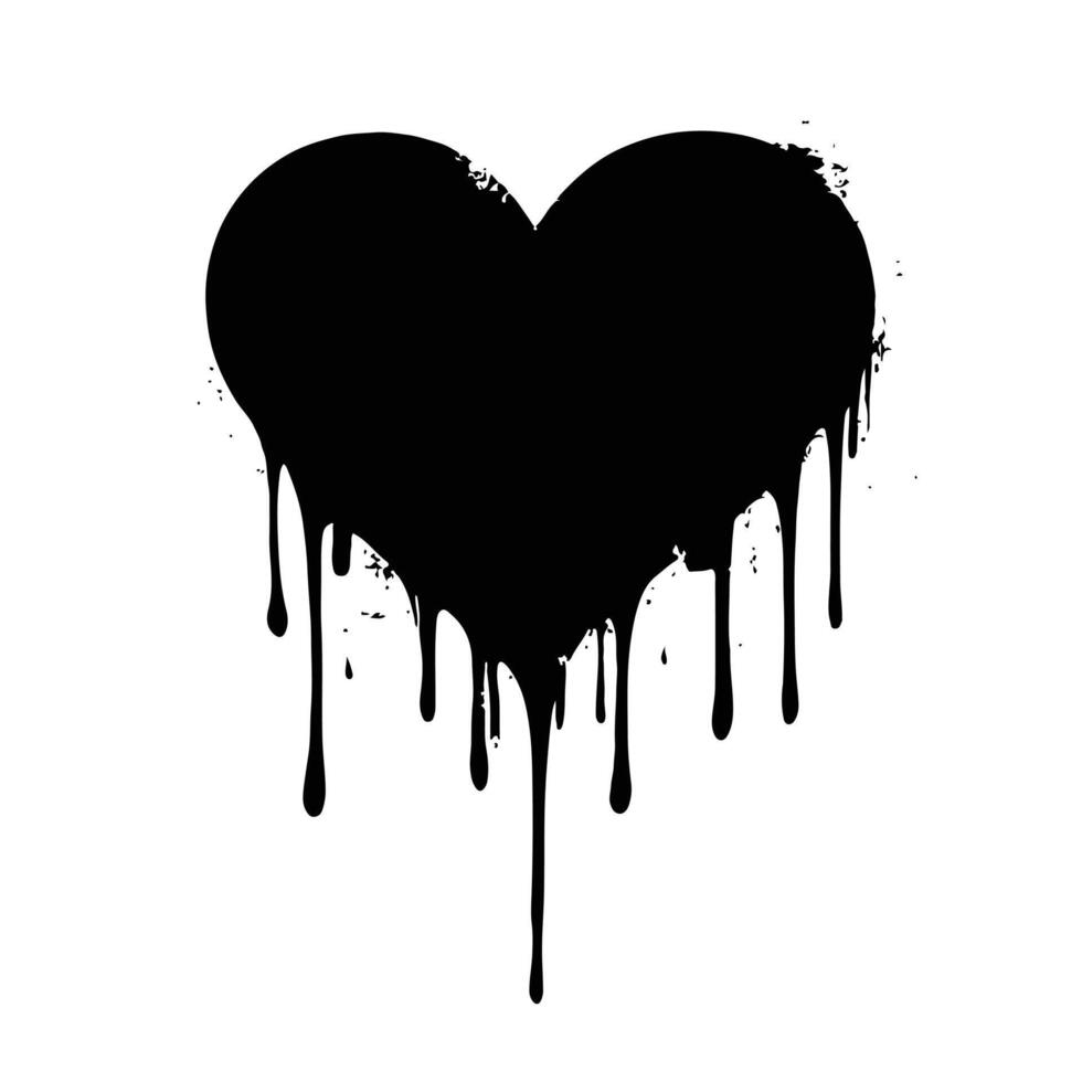 Dripping Black Ink Heart on a White Background vector