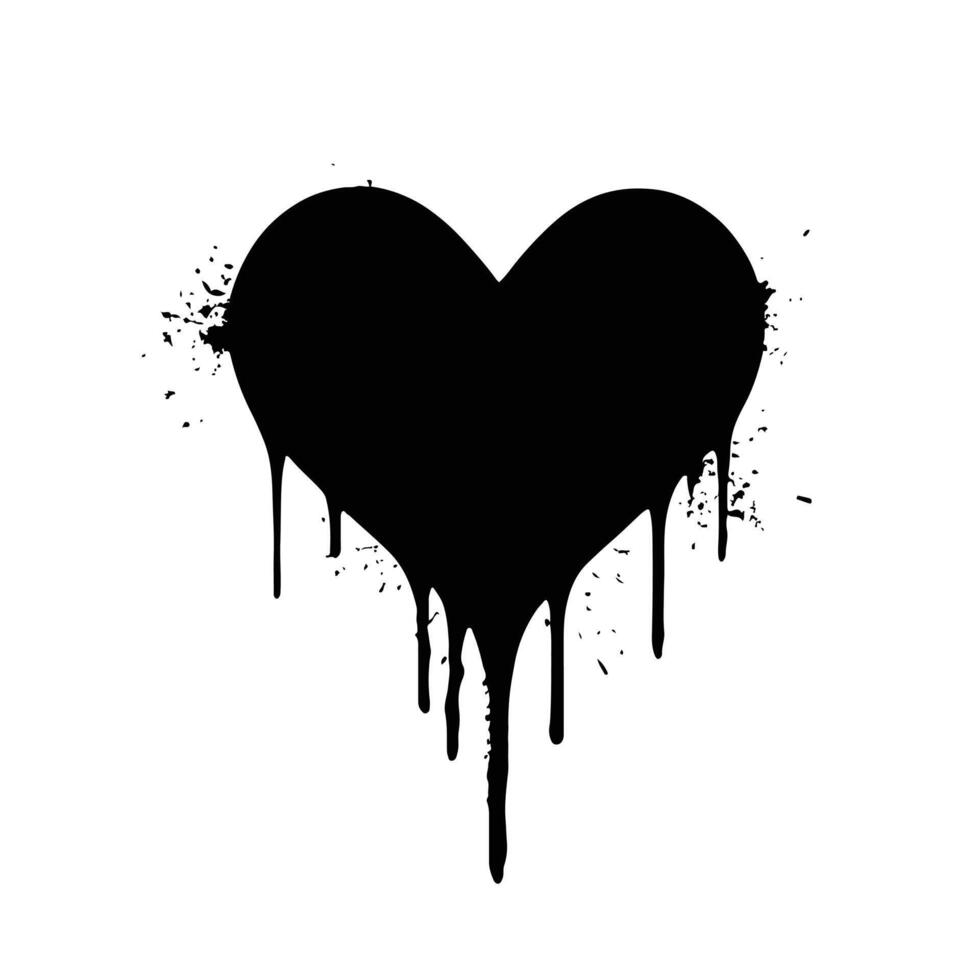 Dripping Paint Black Heart Against a White Canvas vector