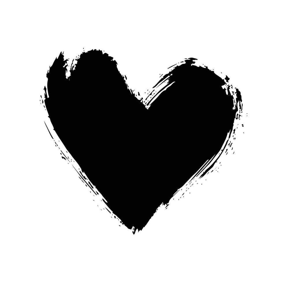 Black Heart with Smudged Paint Against a White Background vector