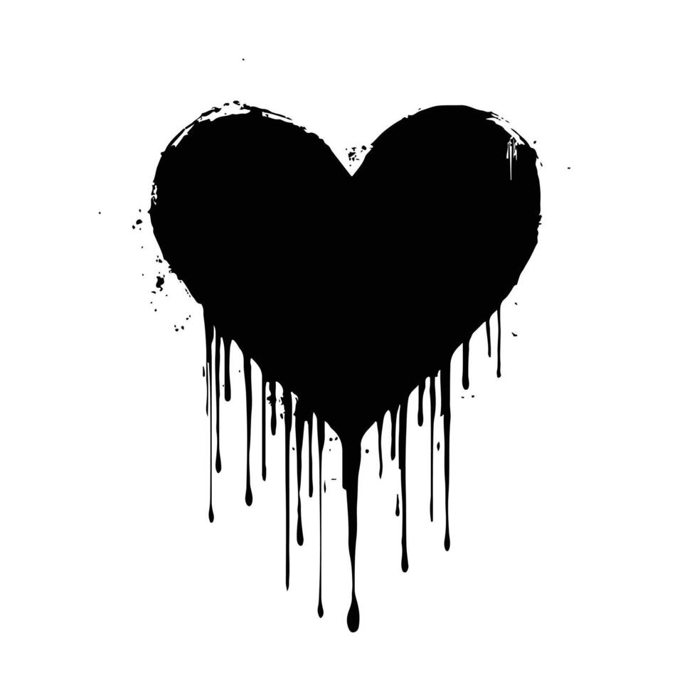 black heart with dripping paint vector