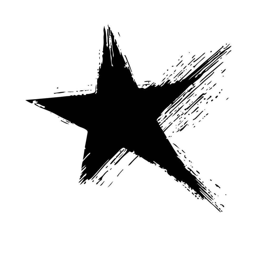 a black star is drawn on a white background vector
