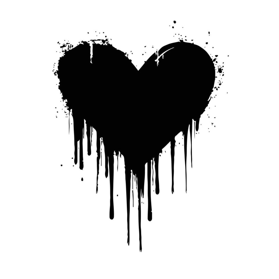 black heart dripping paint vector