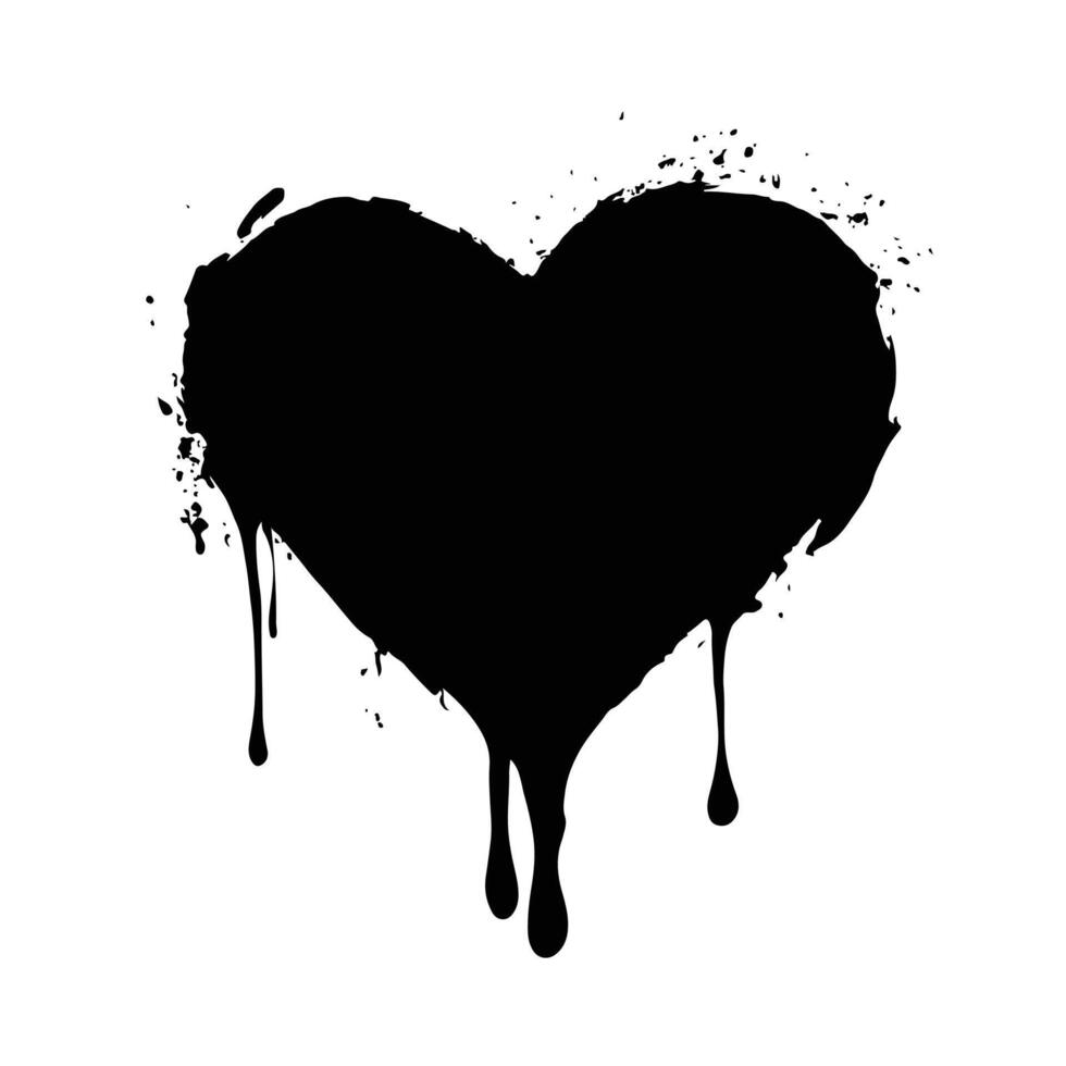 Ink Dripped Black Heart on a White Background vector