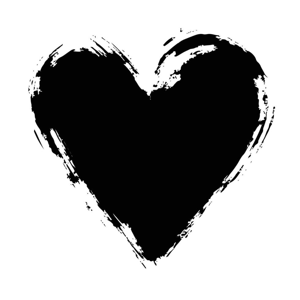 black heart painted in a white background vector