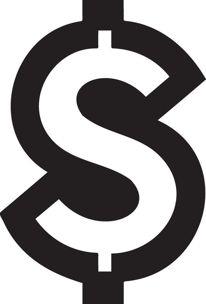 a black and white dollar sign icon vector