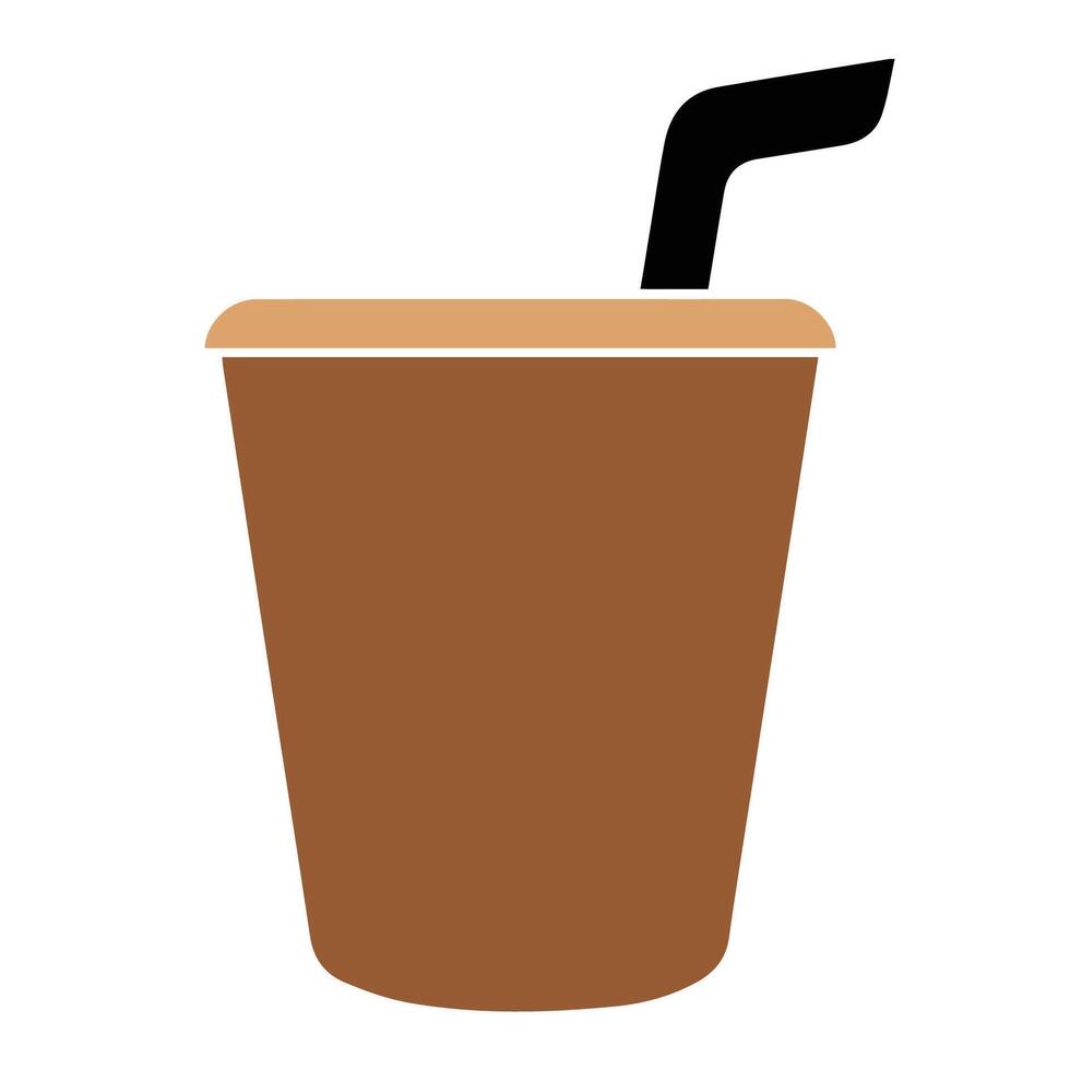 a brown paper cup with a straw and a straw vector