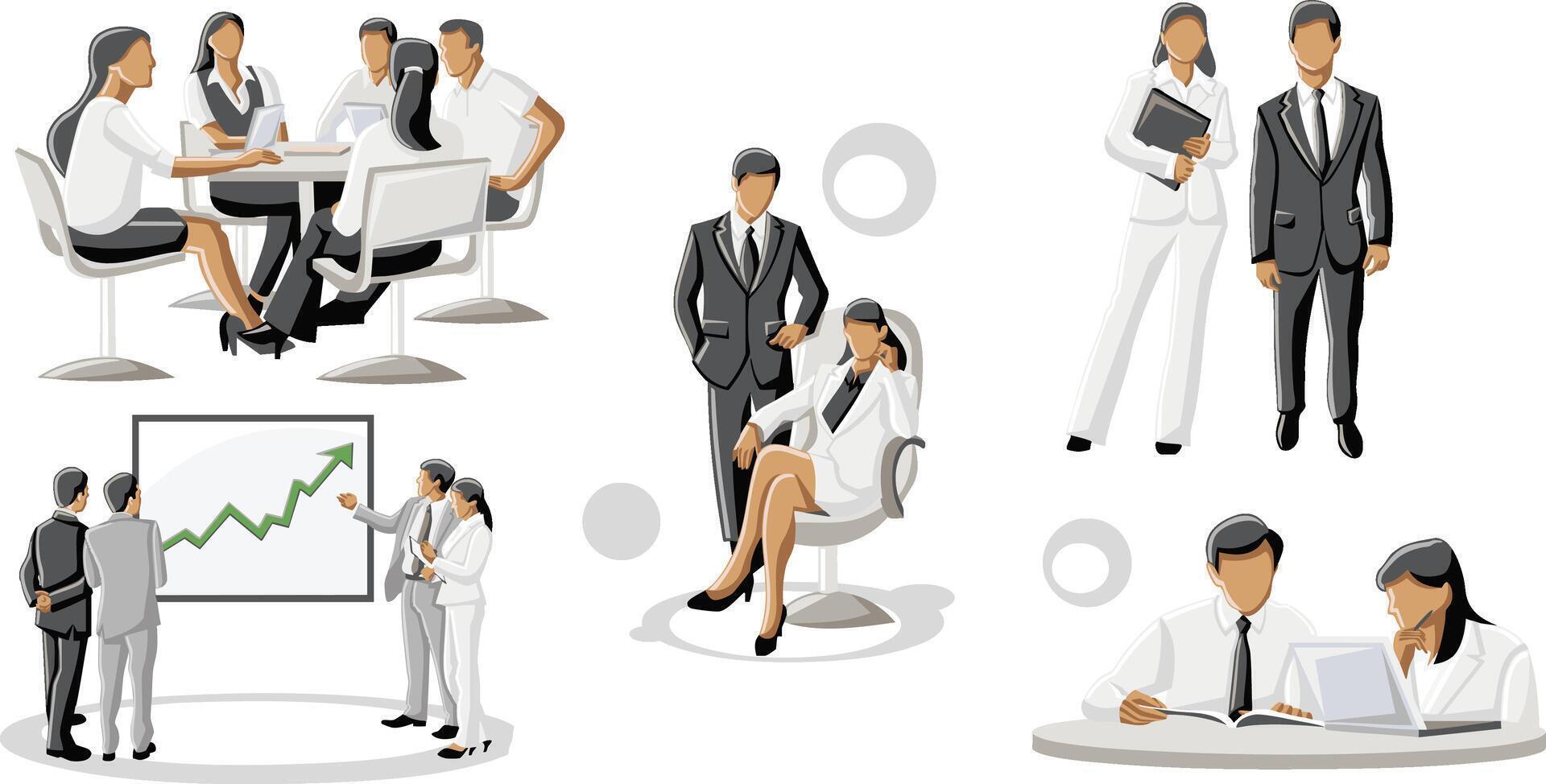 group of business people in the office Adobe Illustrator Artwork business people in business suits and ties illustration vector