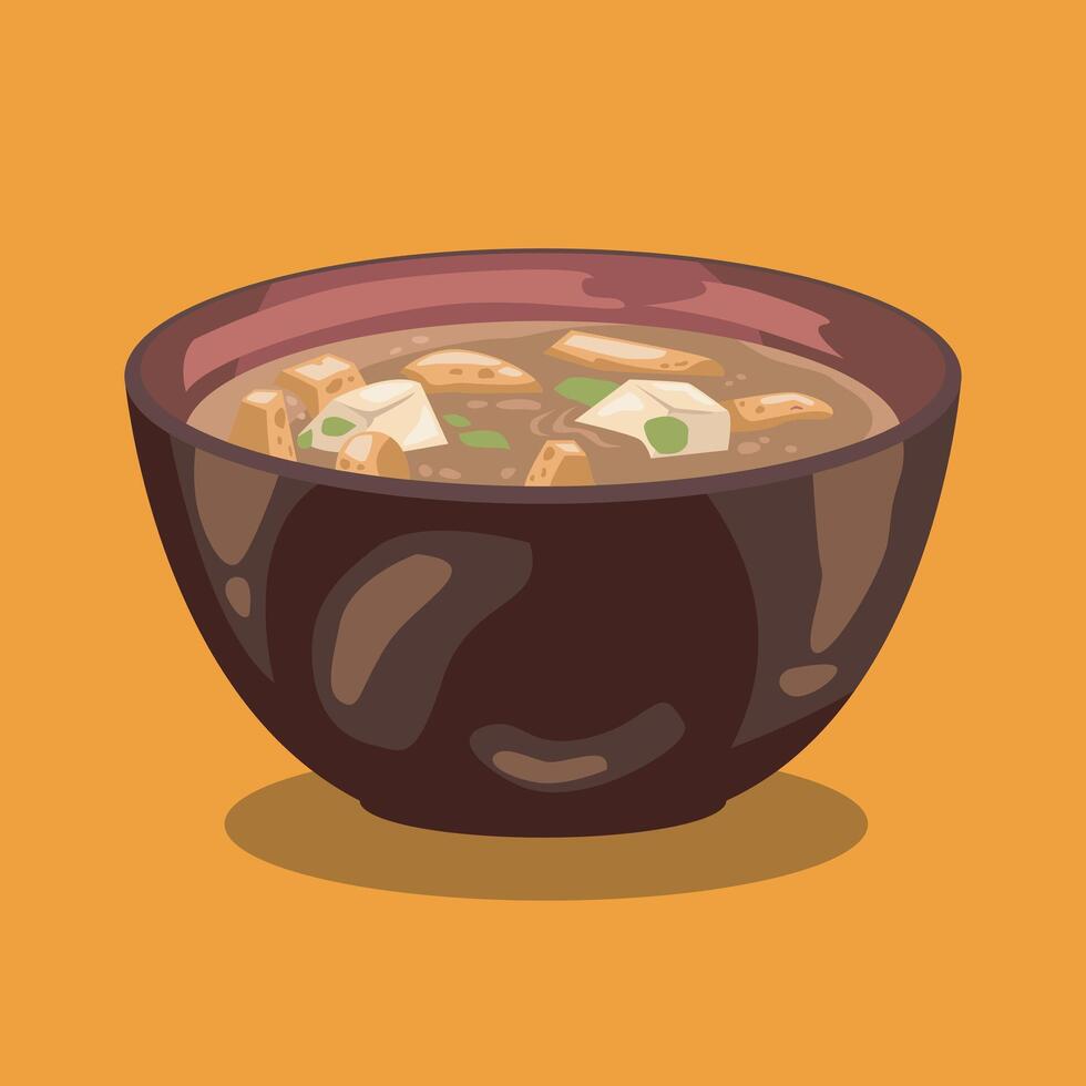 delicious bowl of tofu and fish soup vector