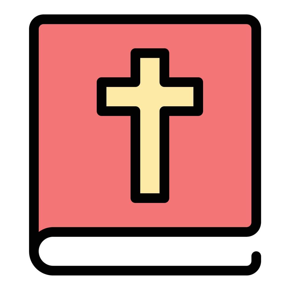 Bible Icon Sacred Scripture in Flat Line Color Style vector