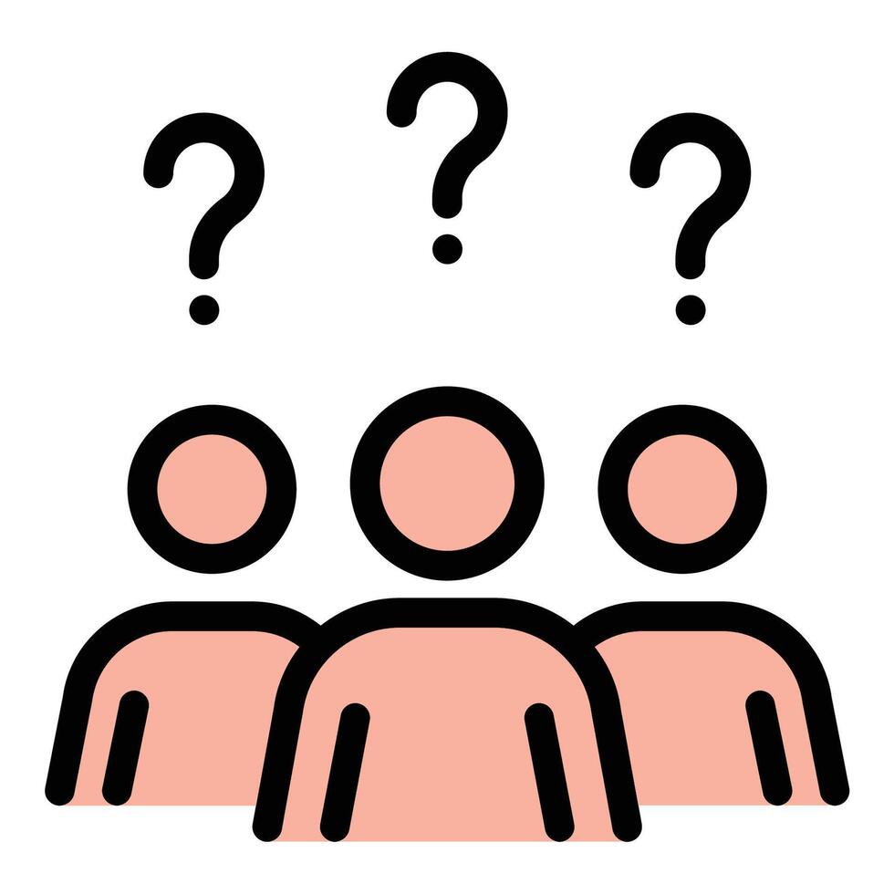People Confusion Icon Uncertainty and Misunderstanding in Flat Line Color Style. vector