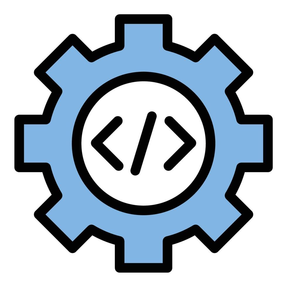 API Icon Software Integration in Flat Line Color Style. vector