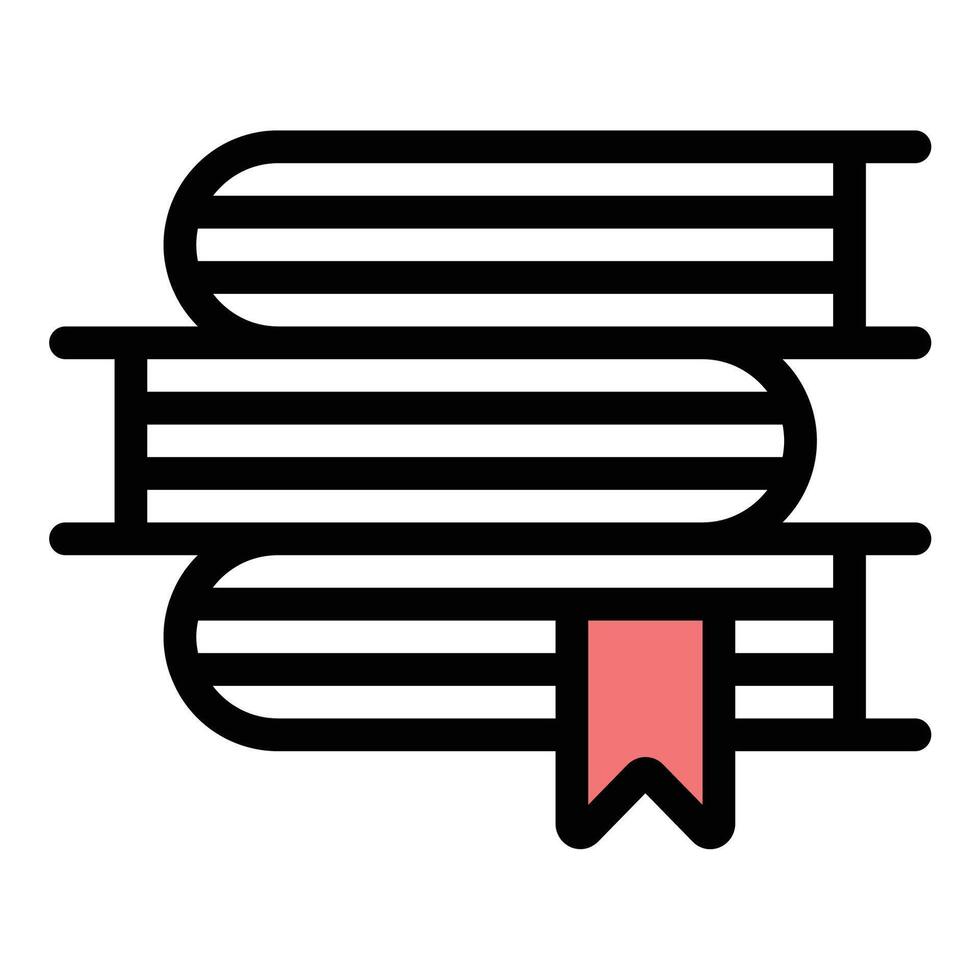 Books Icon Knowledge and Learning in Flat Line Color Style vector