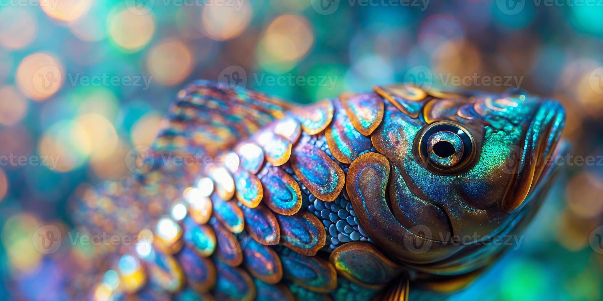 Vibrant fish swimming gracefully in an underwater habitat surrounded by shimmering colors photo
