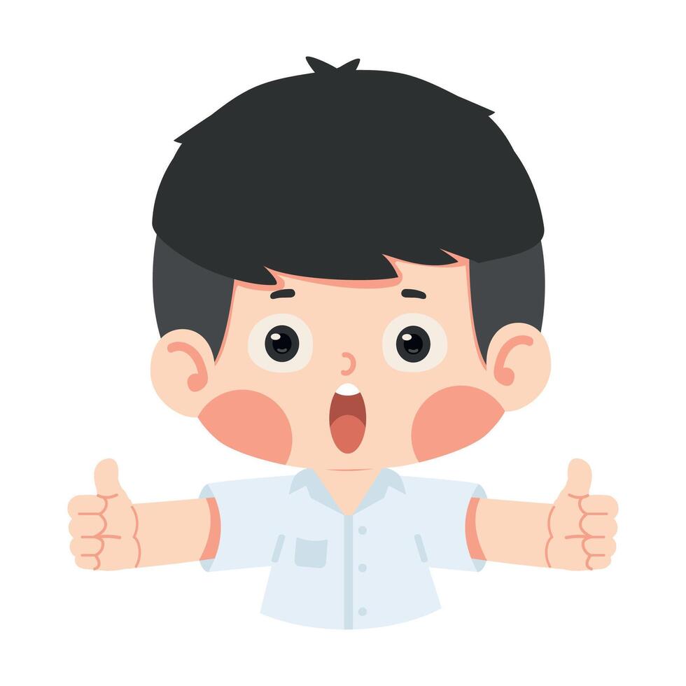 Kid giving a thumbs up with both hands vector