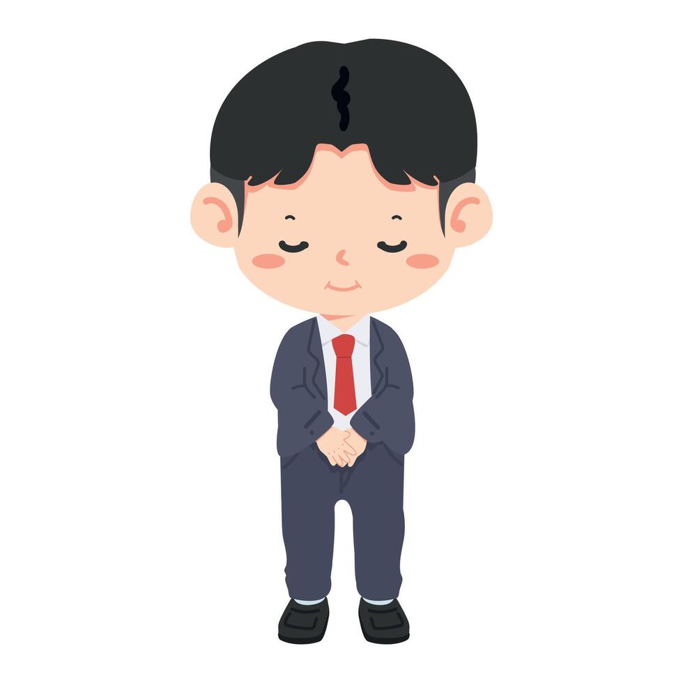 Business man bows in apology vector