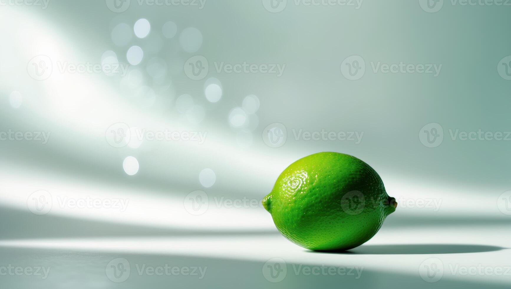 Fresh green lime on a simple background highlighting its vibrant color and smooth texture photo