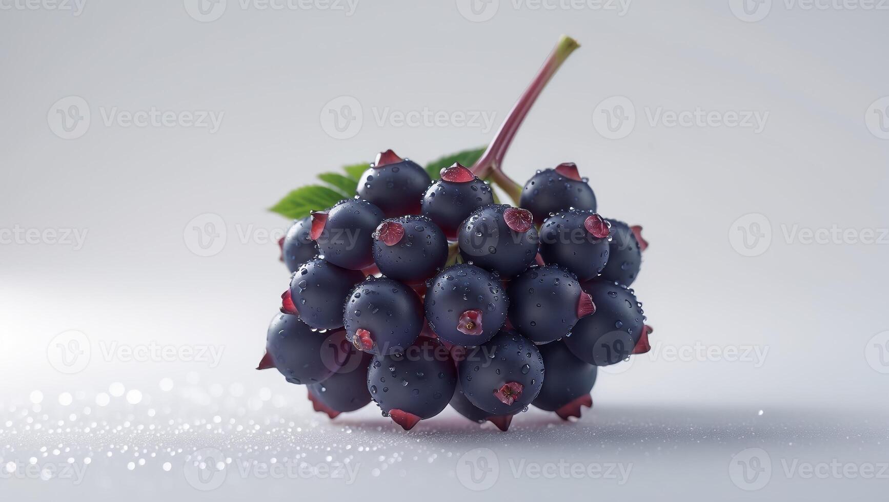 Freshly picked blackberries with water droplets on a light background showcasing their rich color and texture photo